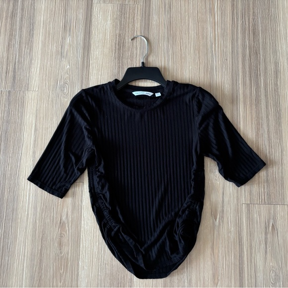 90s Calvin Klein Top Black Ribbed Knit Womens M Minimalist Capsule Office CBK - Picture 3 of 11